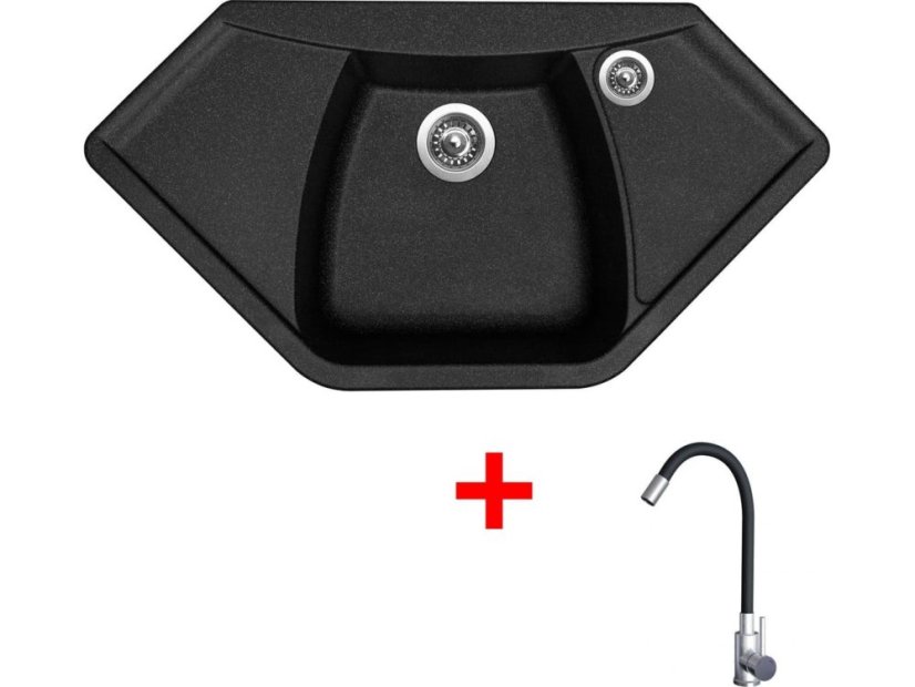 Set Sinks Naiky 980 Granblack + Elasta nerez/čierná