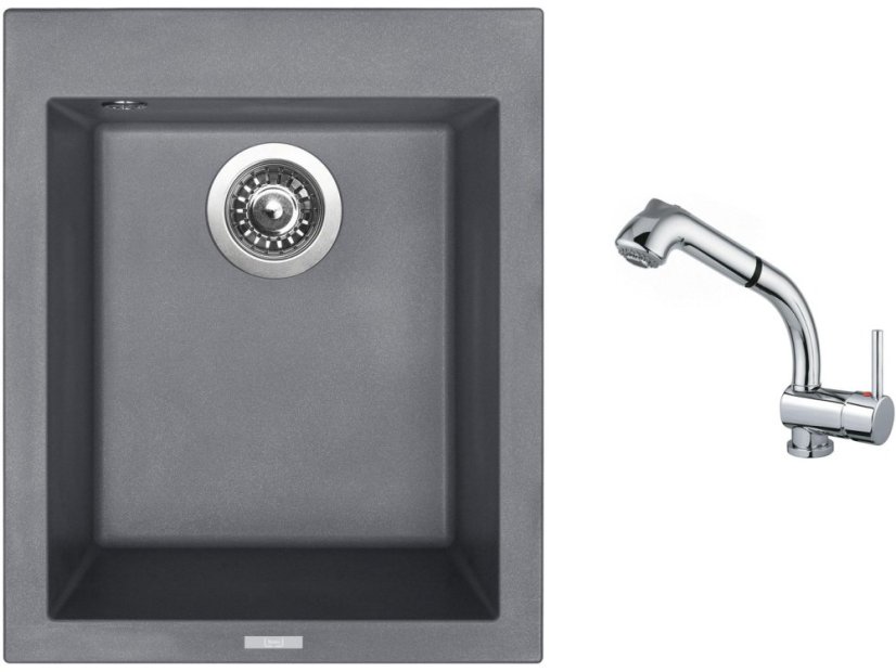 Set Sinks CUBE 410 Titanium + baterie Sinks MIX 3 S Chrom