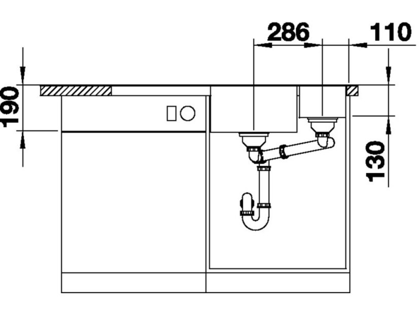 Granitový drez Blanco AXIA III 6 S InFino biela sklen.kráj.doska drez vľavo s exc.