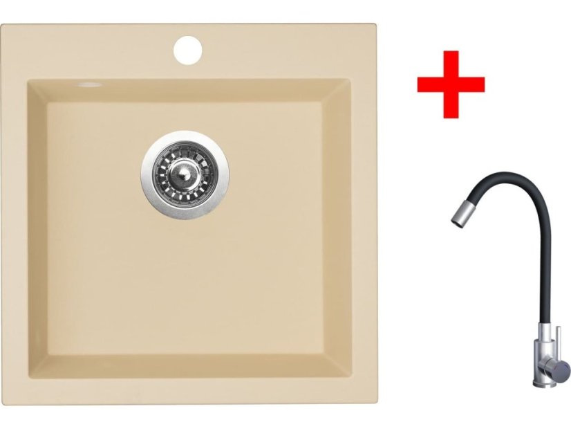 Sinks VIVA 455 Sahara + Elasta nerez/černá