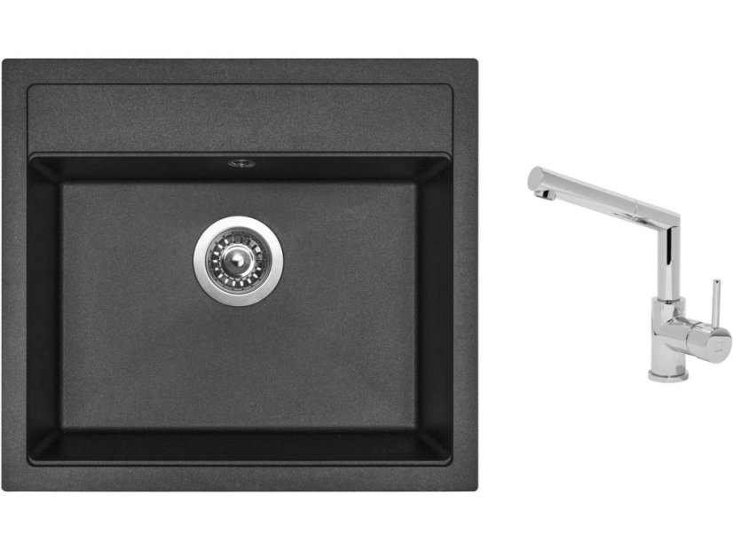 Set Sinks SOLO 560 Metalblack + baterie Sinks MIX 350 P chrom