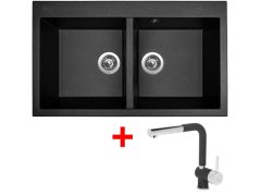 Set Sinks Amanda 860 Duo Metalblack + Mix 3 P GR
