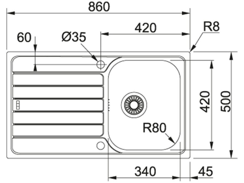 Nerezový dřez Franke SKX 611-86  Nerez