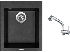 Set Sinks CUBE 410 Granblack + baterie Sinks MIX 3 S Chrom Set Sinks CUBE 410 Granblack + baterie Sinks MIX 3 S Chrom
