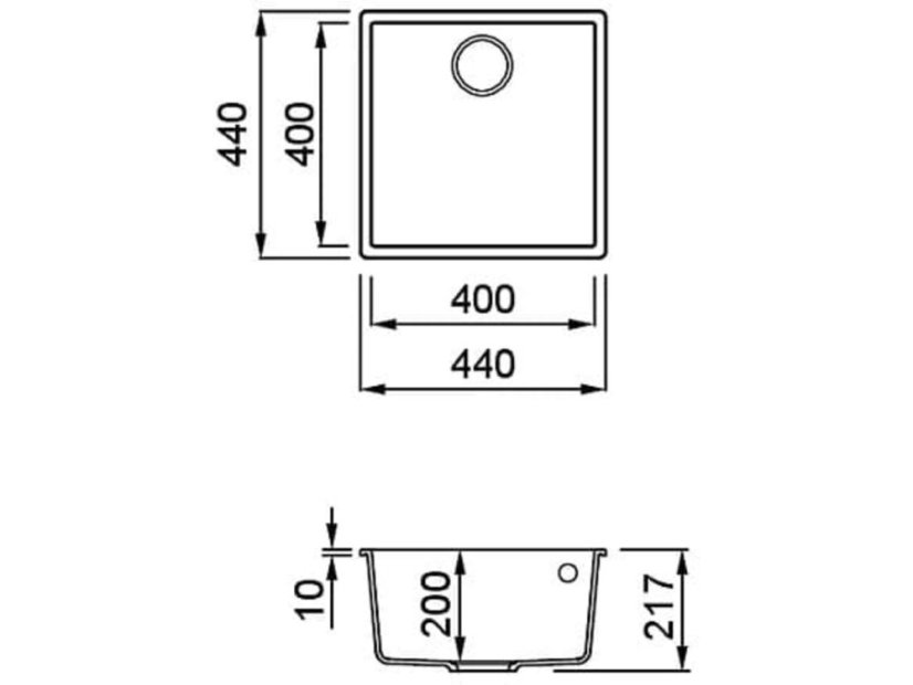 Granitový drez Elleci Quadra 102 G43 Spodná montáž