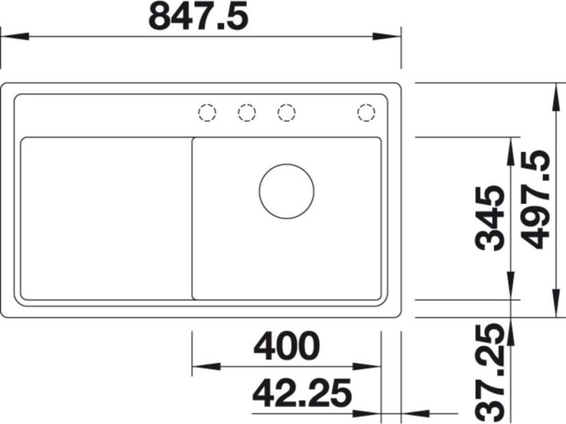 Granitový dřez Blanco ZENAR 45 S-F Silgranit aluminium dřez vpravo s excentrem, přís. kráj