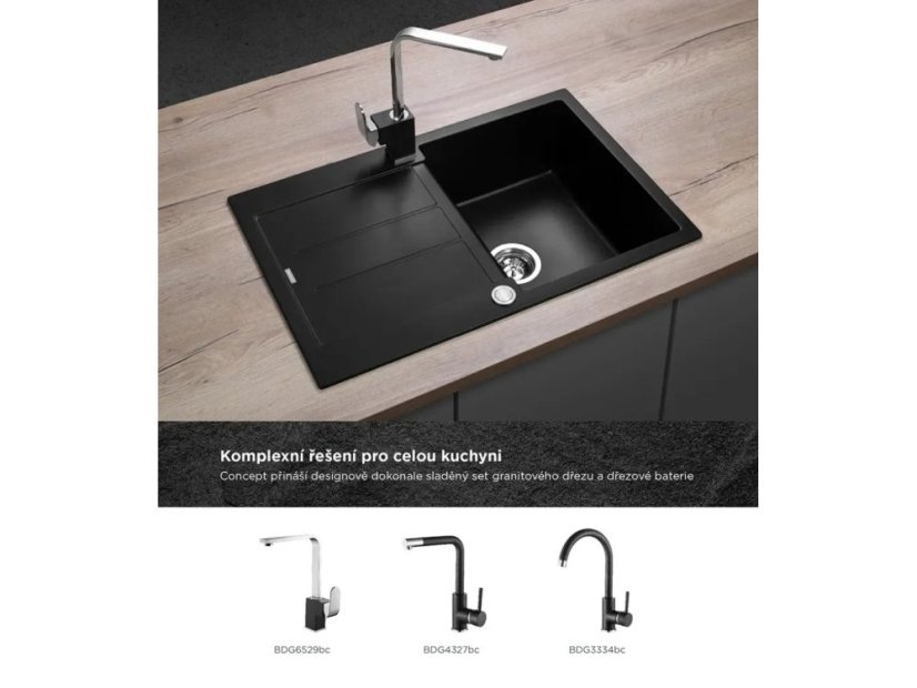 Granitový dřez Concept DG10C45bc Cubis Černý