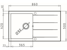 Granitový drez Pyramis Athlos 86 x 50 1B 1D Biela