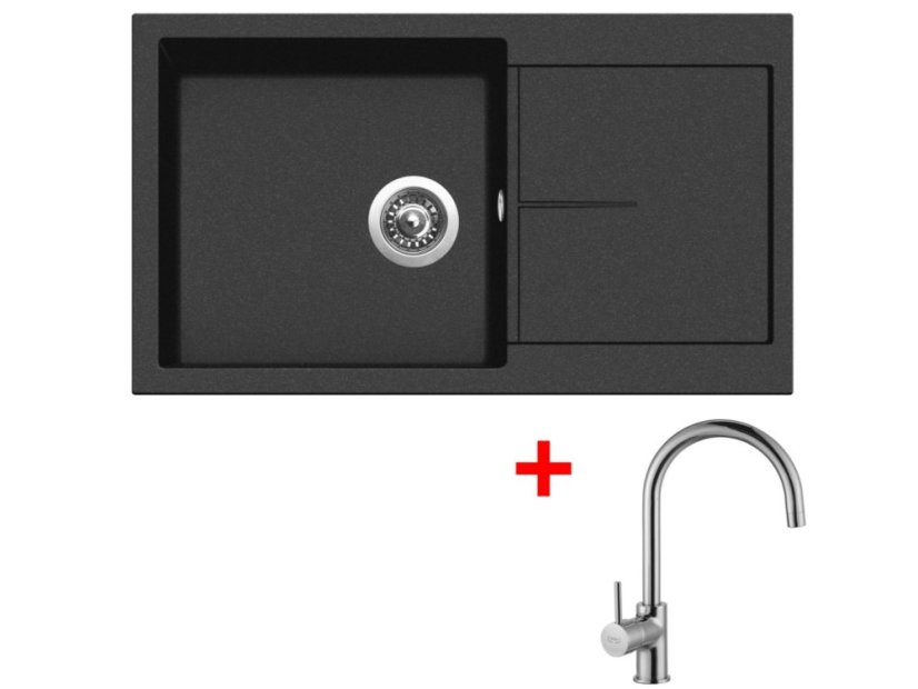 Set Sinks Infinity 860 Metalblack + Vitalia
