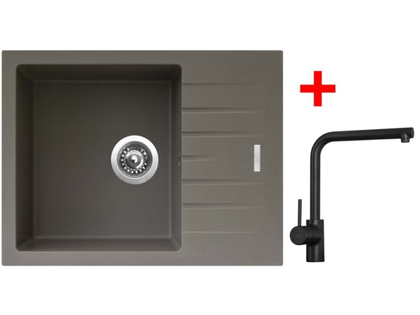 Sinks PERFECTO 650 Truffle + Elka čierná matná