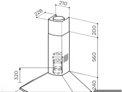 Komínová digestoř Faber Tender X A90 nákres