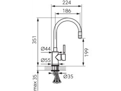 Dřezová stojánková baterie pro beztlaké průtokové ohřívače, černá-chrom