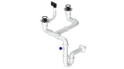 Dvojsifón 1 1/2" pre nerez. drezy s úsporou miesta