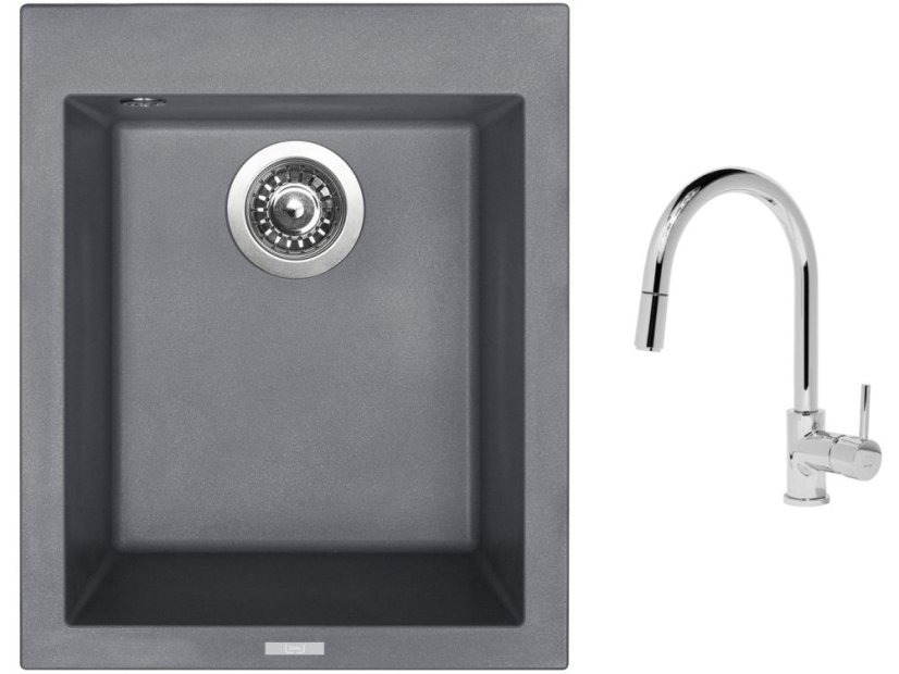 Set Sinks CUBE 410 Titanium + batéria Sinks MIX 35 P chróm