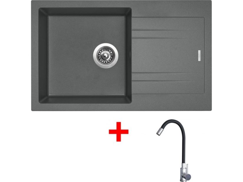 Sinks LINEA 780 Titanium + Elasta nerez/černá