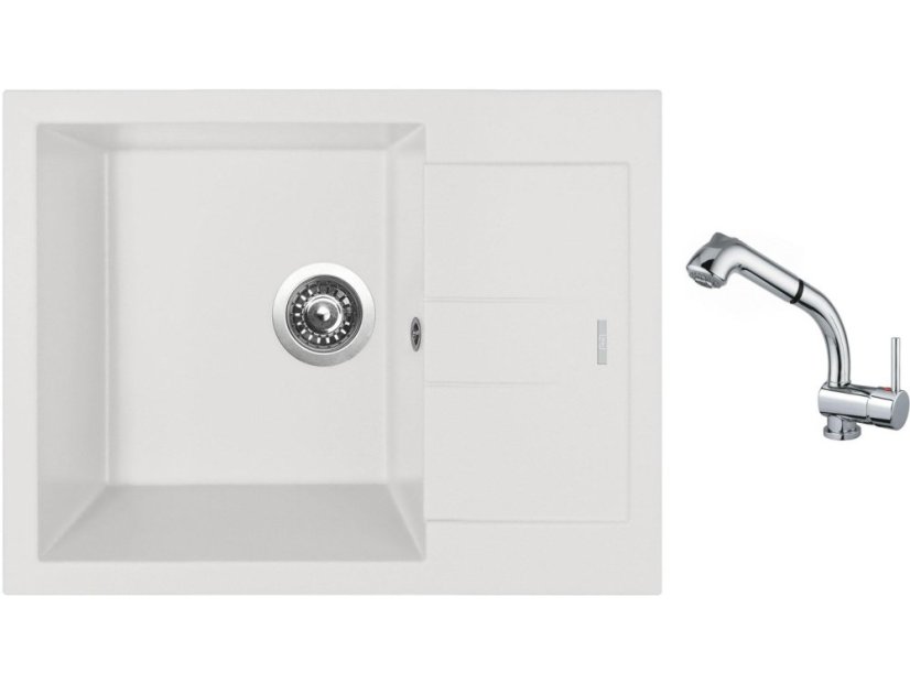 Set Sinks AMANDA 650 Milk + batéria Sinks MIX 3 S Chróm