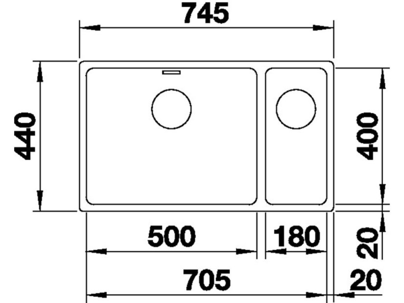 Nerezový drez Blanco ANDANO 500/180-U nerez hedvábný lesk, drez vlavo