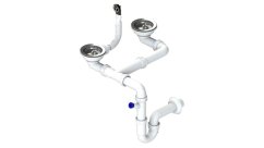 Dřezový dvousifon 3 1/2" pro granitové dřezy s úsporou místa