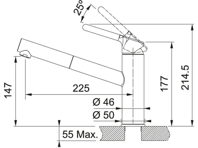 Drezová batéria Franke FC 3055.084 Orbit Šedý kameň