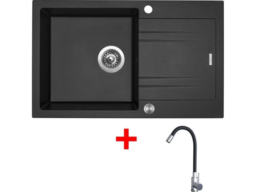 Sinks LINEA 780 XC Metalblack + Elasta nerez/černá
