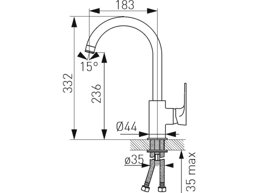 Drezová stojánková batéria ALGEO SQUARE chrom