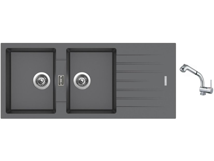 Set Sinks PERFECTO 1160 DUO Titanium + baterie Sinks MIX 3 S Chrom