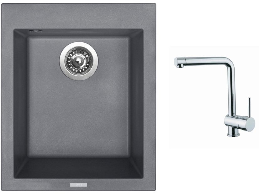 Set Sinks CUBE 410 Titanium + baterie Sinks MIX 3 chrom
