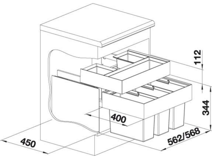 Blanco Select II Orga - organizační zásuvka nákres