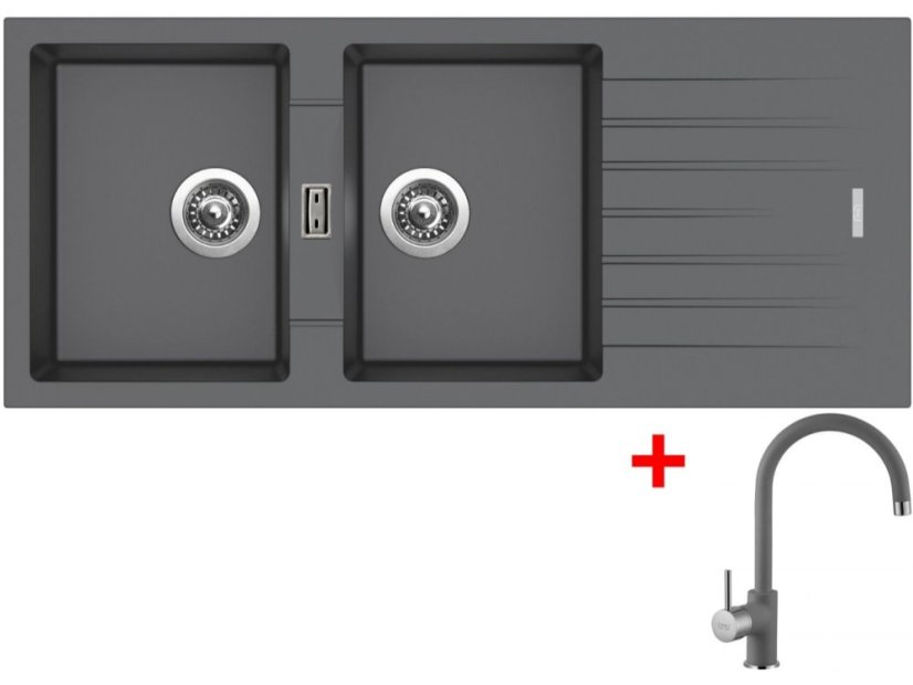 Set Sinks Perfecto 1160 Duo Titanium + Vitalia GR