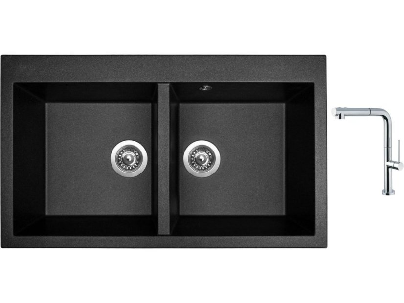 Set Sinks AMANDA 860 DUO Metalblack + baterie Sinks SLIM S2 kartáčovaná