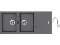 Set Sinks PERFECTO 1160 DUO Titanium + batéria Sinks MIX 35 P chróm