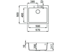 Granitový dřez Elleci Quadra 110 nákres