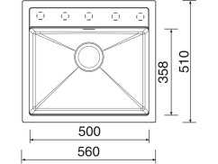 Granitový dřez Sinks Solo 560 Metalblack nákres