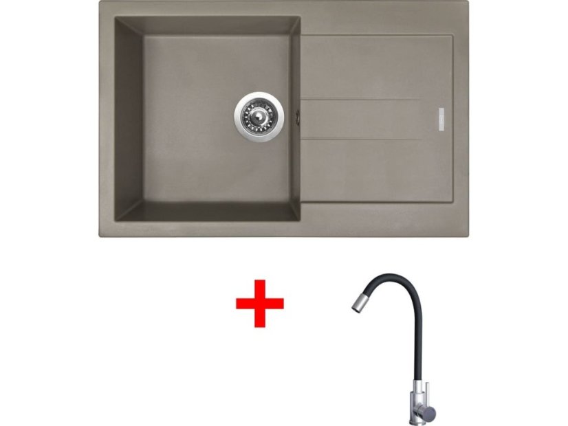Set Sinks Amanda 780 Truffle + Elasta nerez/černá