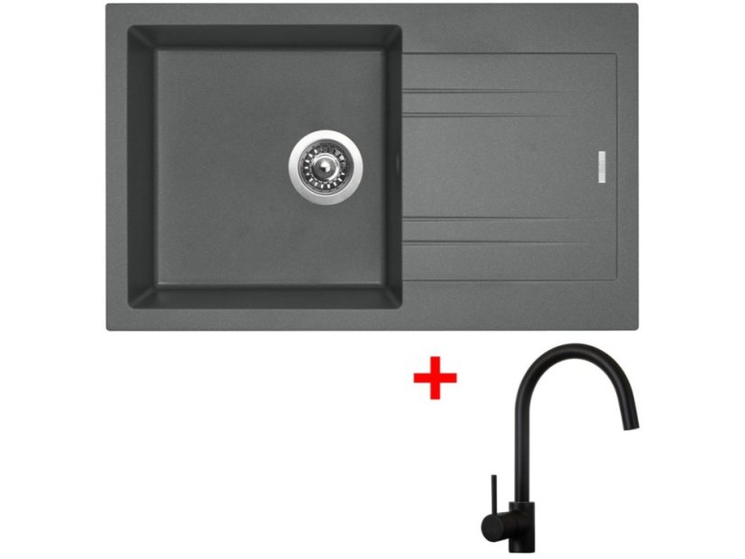 Sinks LINEA 780 Titanium + Vitalia černá matná