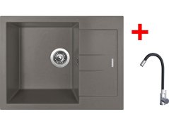 Sinks AMANDA 650 Truffle + Elasta nerez/černá