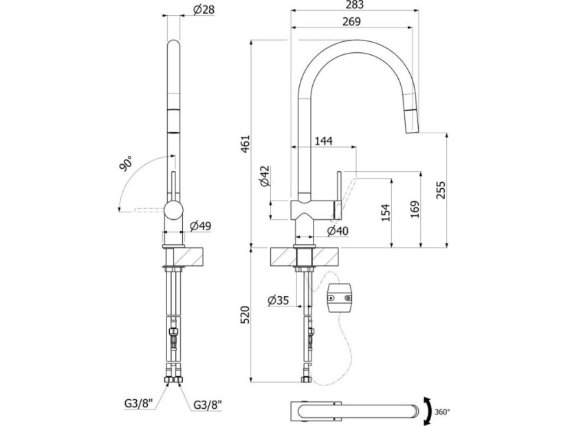 Dřezová baterie Sinks OXA P celonerezová
