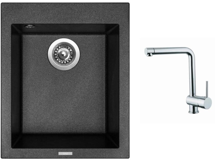 Set Sinks CUBE 410 Metalblack + baterie Sinks MIX 3 chrom