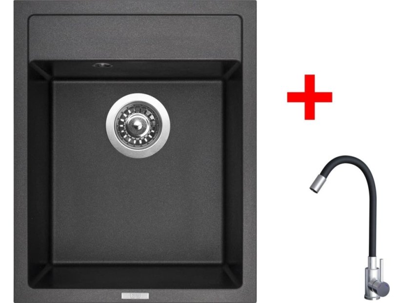 Sinks CLASSIC 400 Metalblack + Elasta nerez/černá