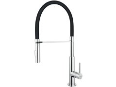 Dřezová baterie Ferro BLE4B s ohebným ramenem a sprškou, černá/chrom