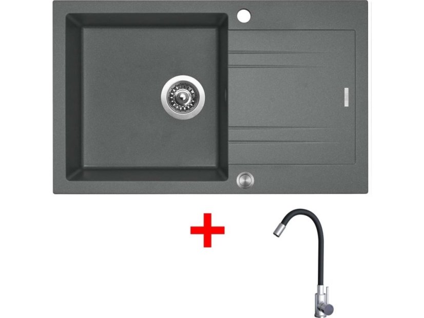 Sinks LINEA 780 XC Titanium + Elasta nerez/černá