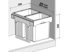 Odpadkový koš Sinks EKKO EASY 40 2x16l nákres