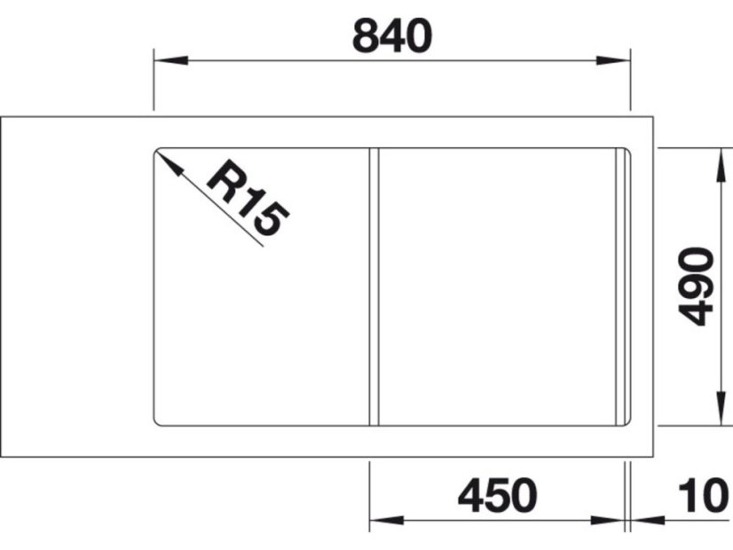 Nerezový drez Blanco DIVON II 45 S-IF InFino Nerez hodvábny lesk drez vľavo s excentrom