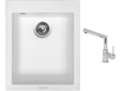 Set Sinks CUBE 410 Milk + baterie Sinks MIX 350 P chrom