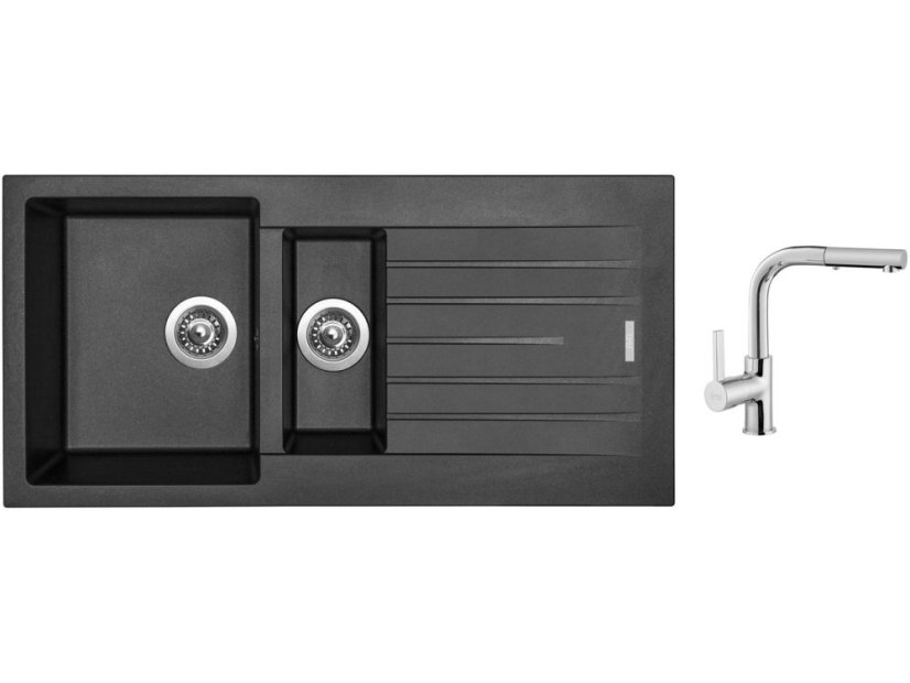 Set Sinks PERFECTO 1000.1 Metalblack + batéria Sinks ENIGMA S chróm