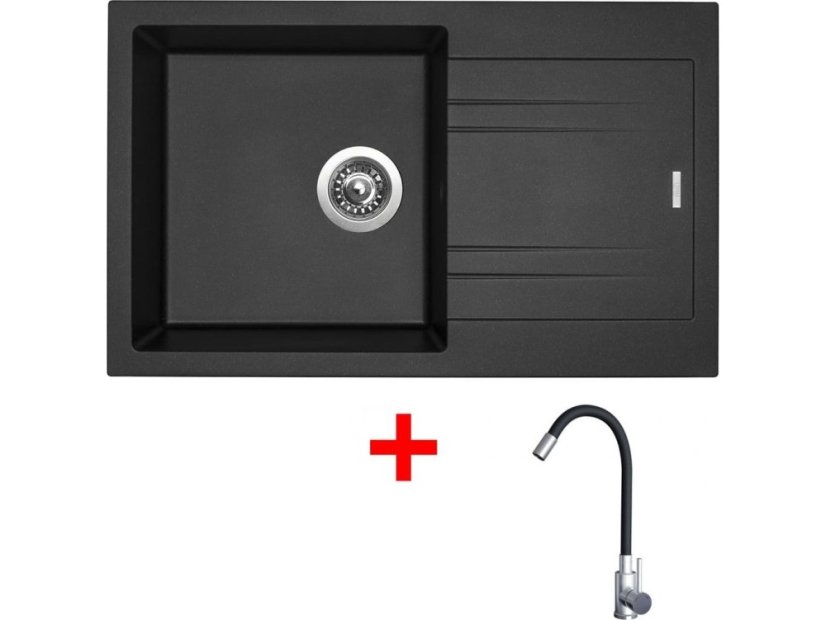 Sinks LINEA 780 Metalblack + Elasta nerez/čierna