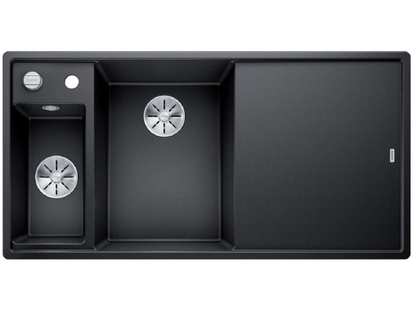 Granitový drez Blanco AXIA III 6 S InFino antracit drev.kráj.doska drez vľavo s exc.