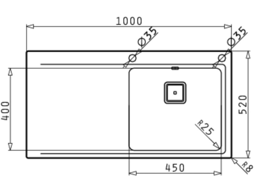 Nerezový drez Pyramis Olynthos 100 x 52 1B 1D RH