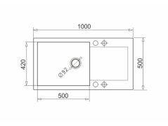 Granitový dřez Pyramis Mido 100 x 50 1B 1D nákres