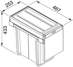 Výsuvný odpadkový koš Franke Cube 30, 2x15 litrů